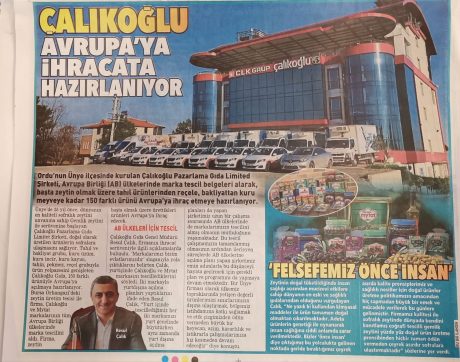 ÇALIKOĞLU AVRUPA’YA İHRACATA HAZIRLANIYOR.